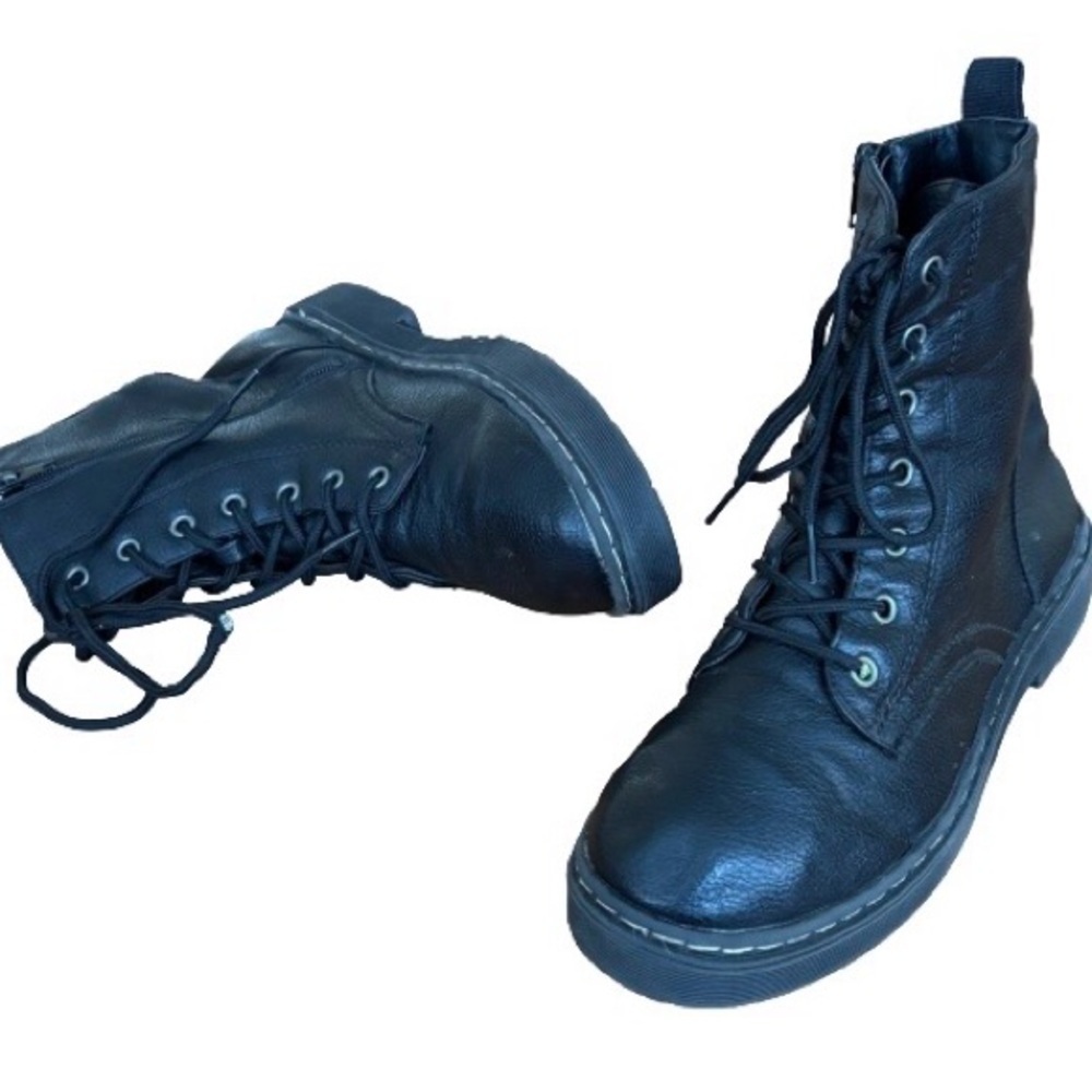 Sincerely Jules blk lthr lace up combat boots WM 5 goth punk indie sleeze - Picture 5 of 16